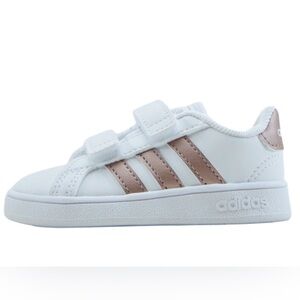 Adidas Grand Court I Kids Sneakers White Rose Gold Size 7K